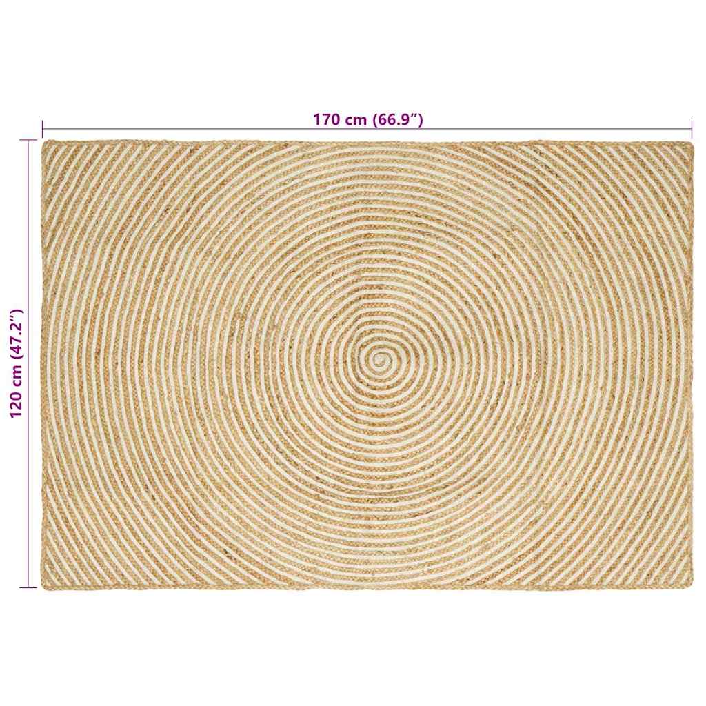 Tappeto da Area Bianco 120 x 170 cm Juta