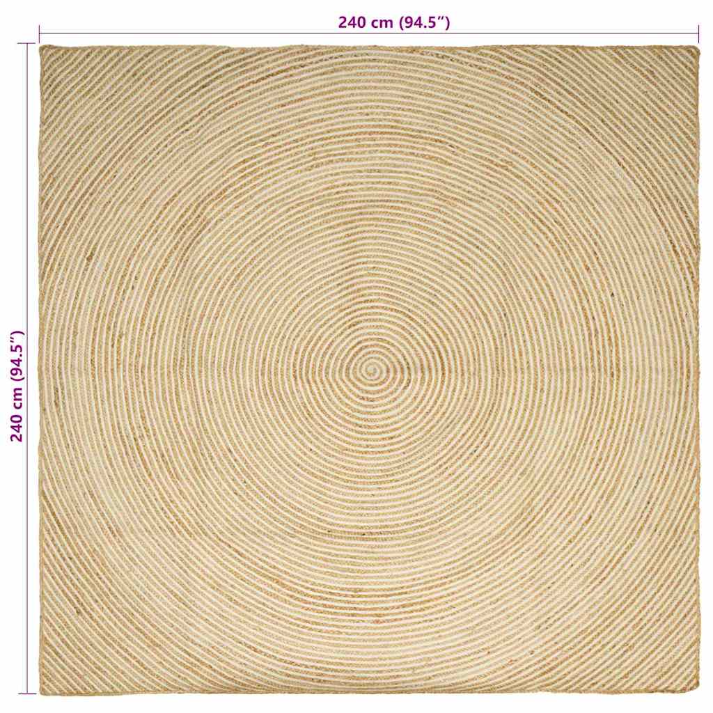 Tappeto da Area Bianco 240 x 240 cm Juta