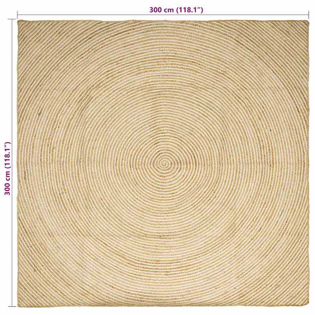 Tappeto da Area Bianco 300 x 300 cm Juta