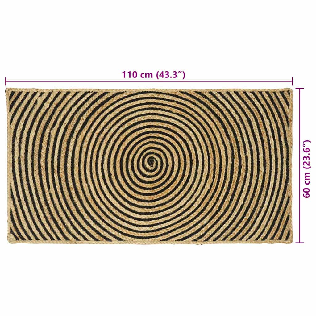 Tappeto da Area Nero 60 x 110 cm Juta