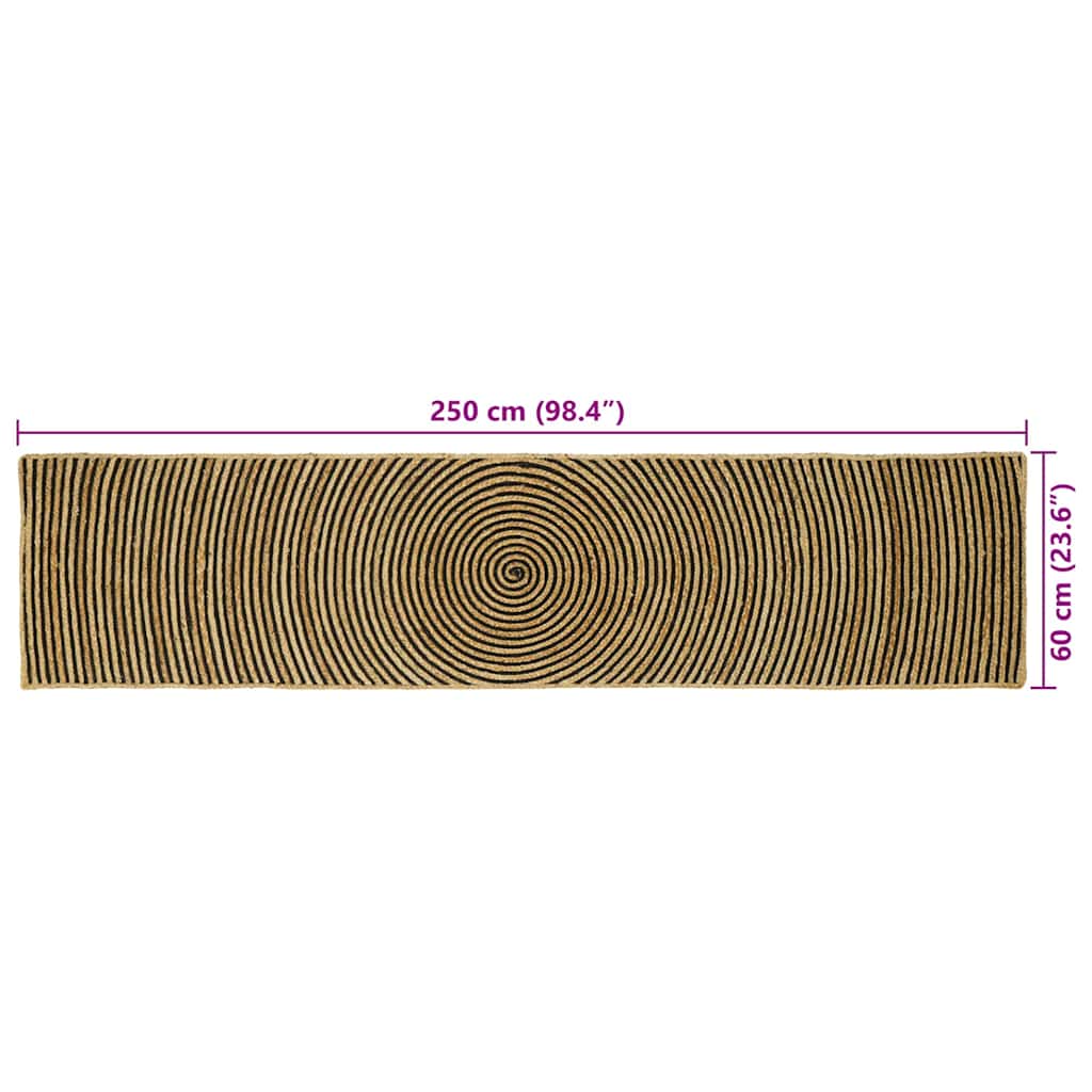 Tappeto da Area Nero 60 x 250 cm Juta
