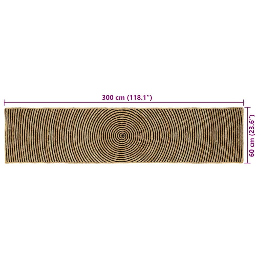 Tappeto da Area Nero 60 x 300 cm Juta