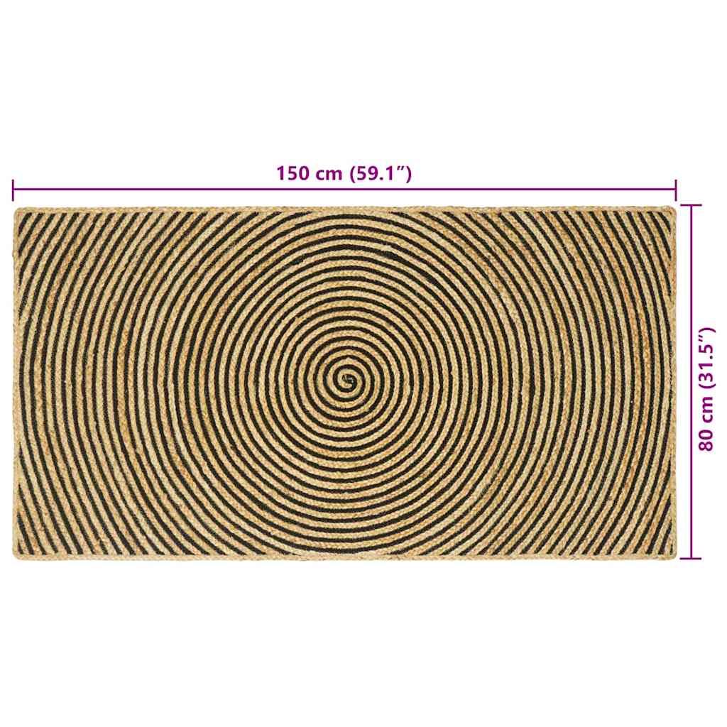 Tappeto da Area Nero 80 x 150 cm Juta