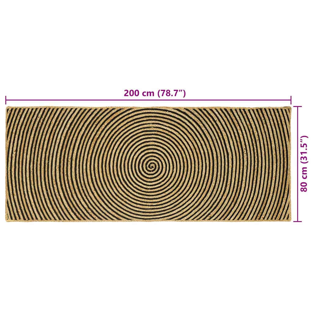 Tappeto da Area Nero 80 x 200 cm Juta