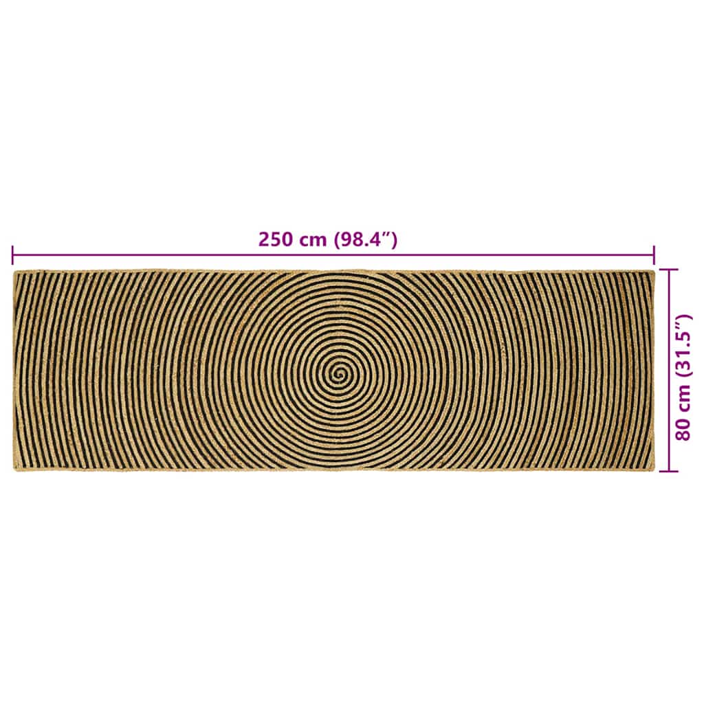 Tappeto da Area Nero 80 x 250 cm Juta