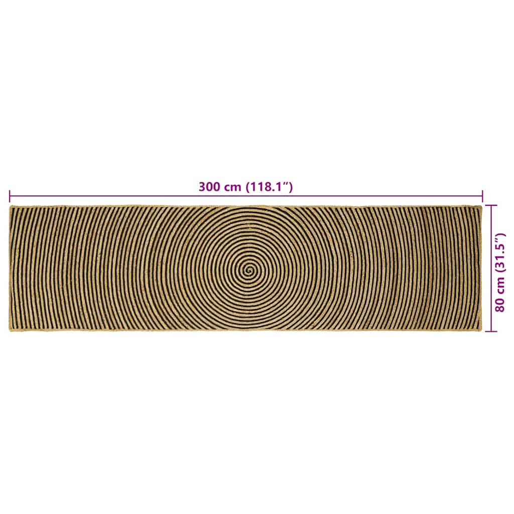 Tappeto da Area Nero 80 x 300 cm Juta