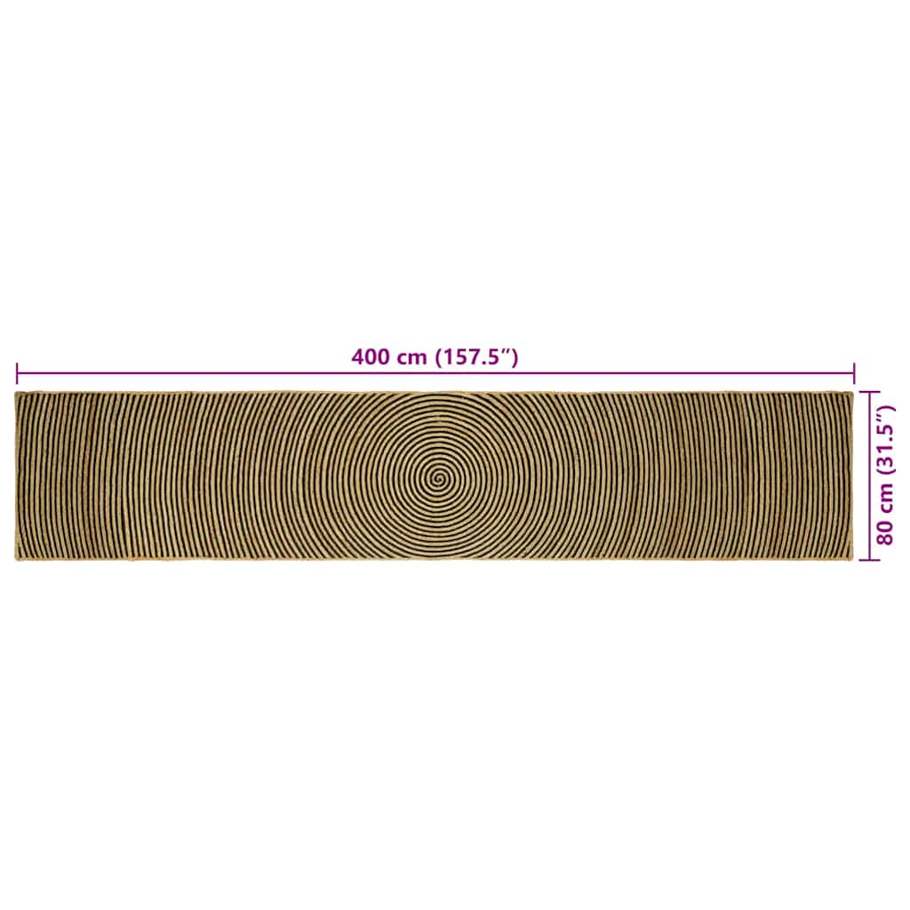 Tappeto da Area Nero 80 x 400 cm Juta