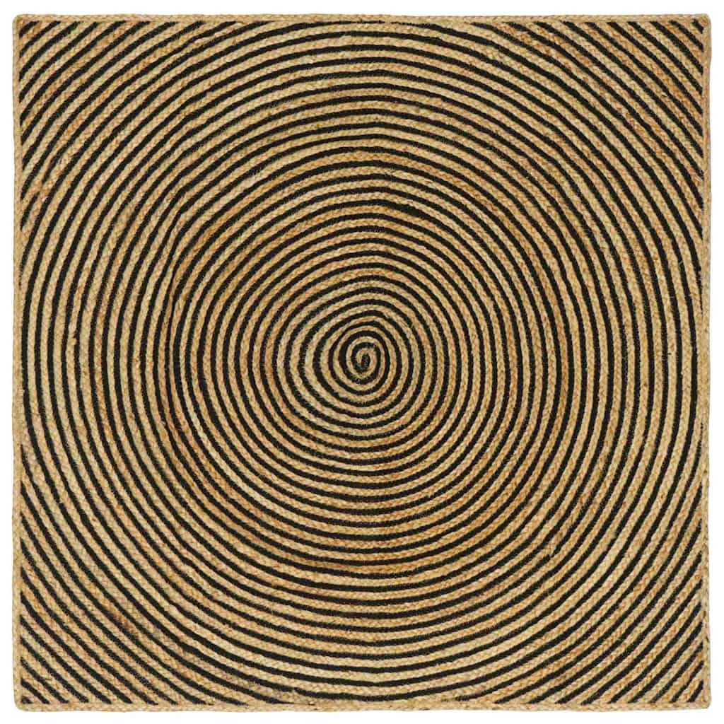 Tappeto da Area Nero 120 x 120 cm Juta