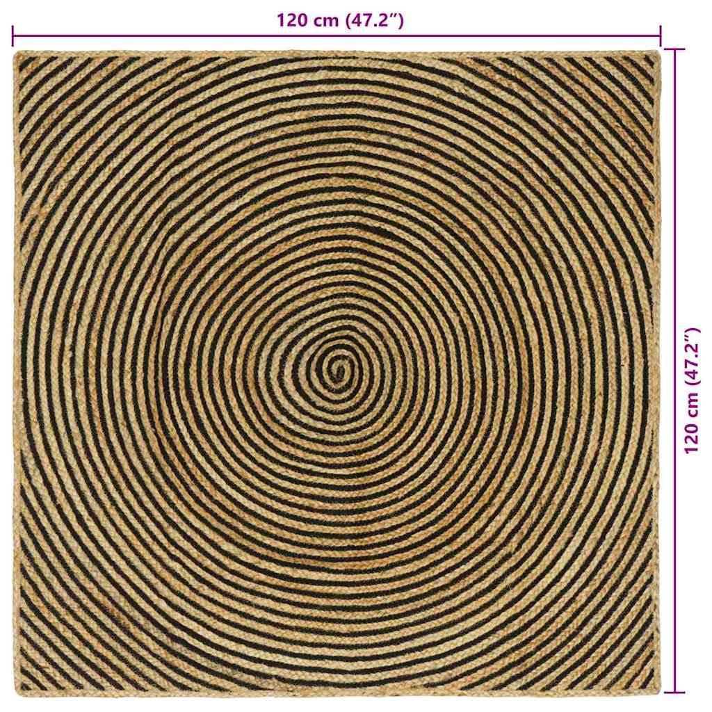Tappeto da Area Nero 120 x 120 cm Juta