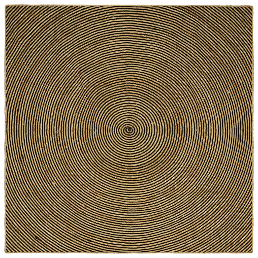 Tappeto da Area Nero 200 x 200 cm Juta