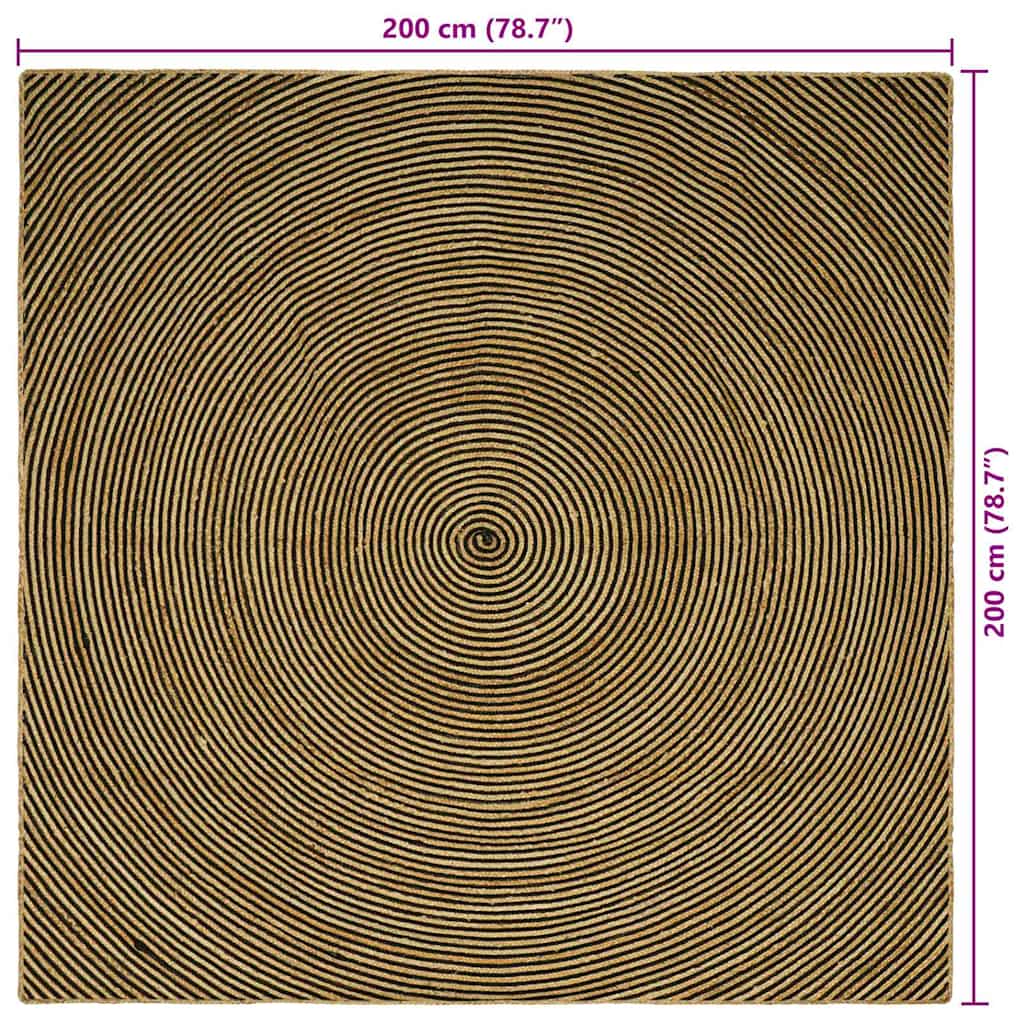 Tappeto da Area Nero 200 x 200 cm Juta