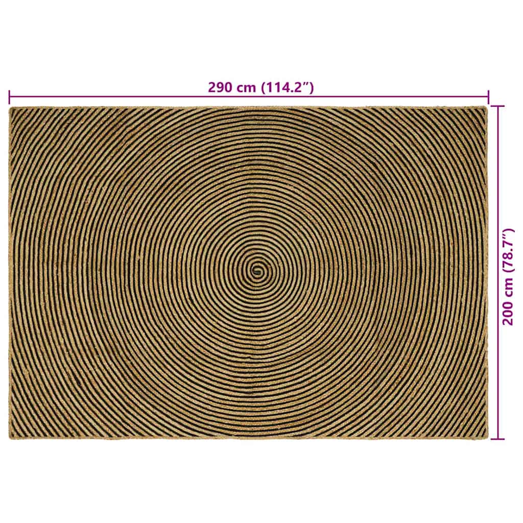 Tappeto da Area Nero 200 x 290 cm Juta