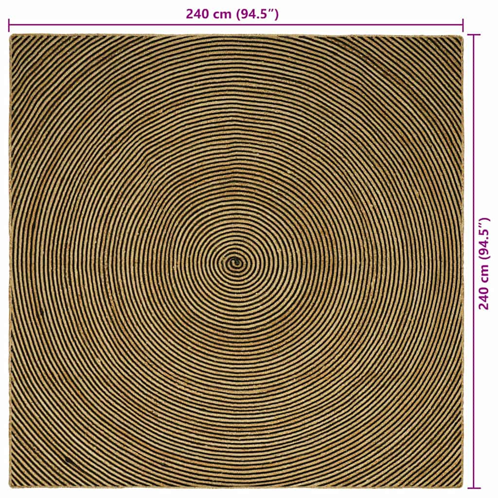 Tappeto da Area Nero 240 x 240 cm Juta