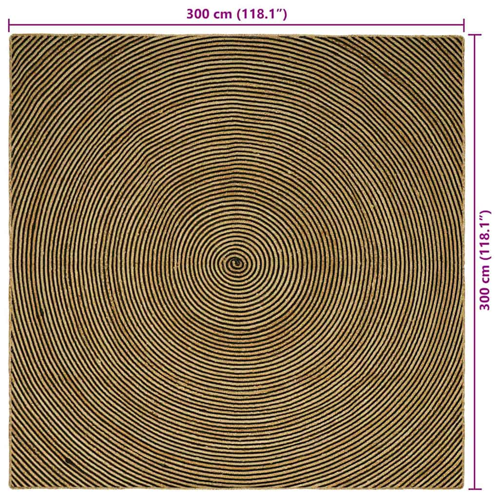 Tappeto da Area Nero 300 x 300 cm Juta