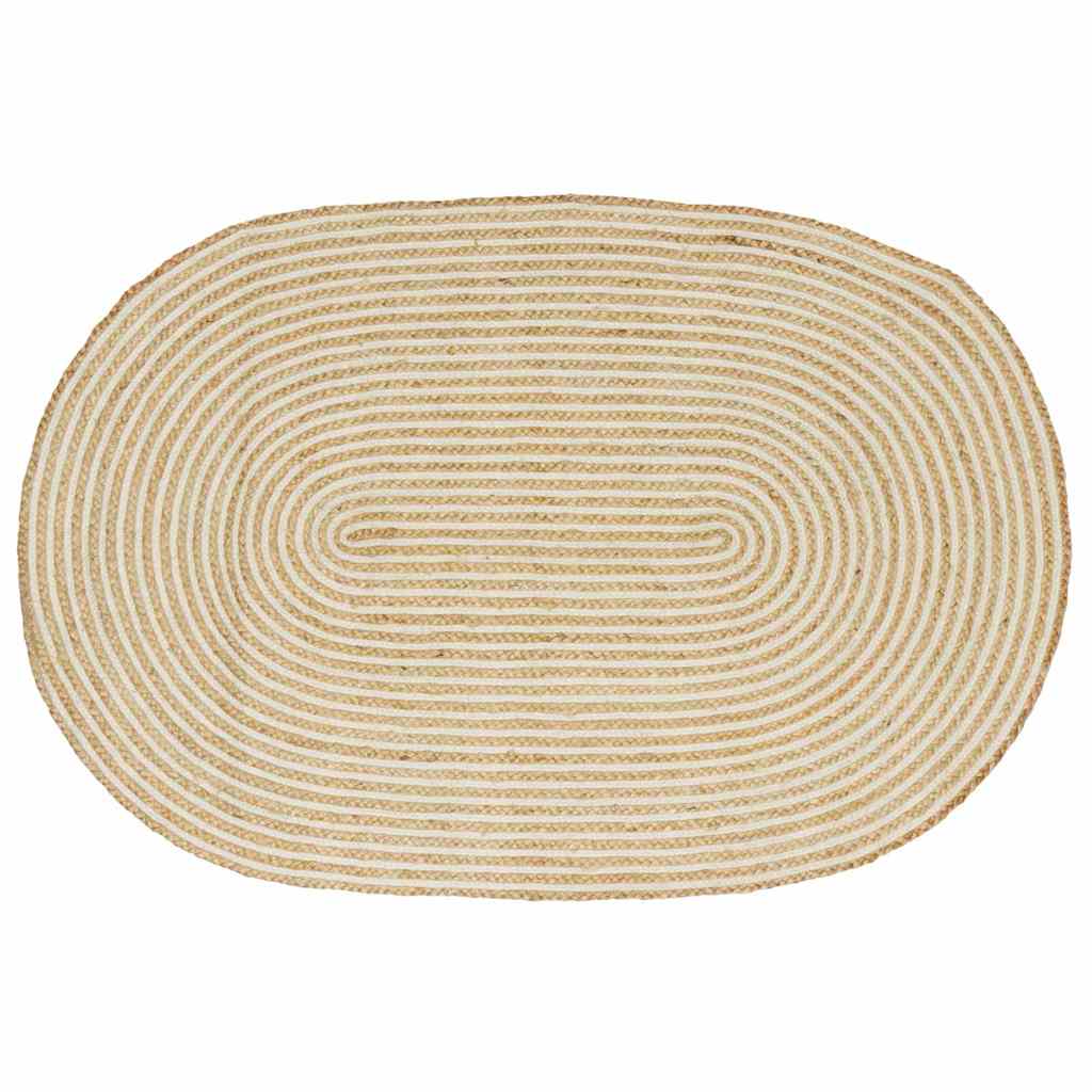Tappeto da Area Naturale e Bianco 100 x 152 cm Juta