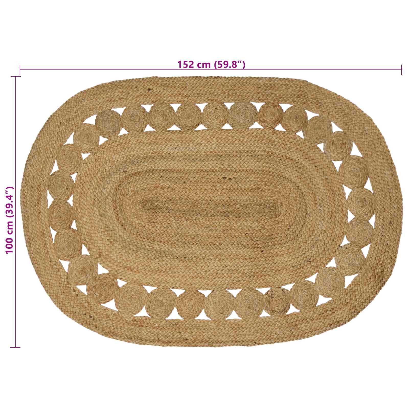 Tappeto da Area Naturale 100 x 152 cm Juta