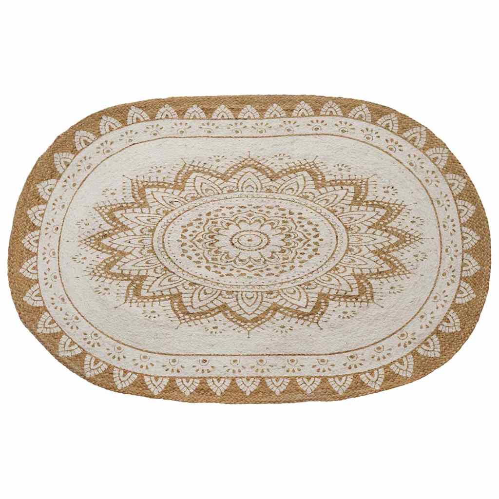 Tappeti per area Naturale con stampa bianca 122 x 183 cm Juta
