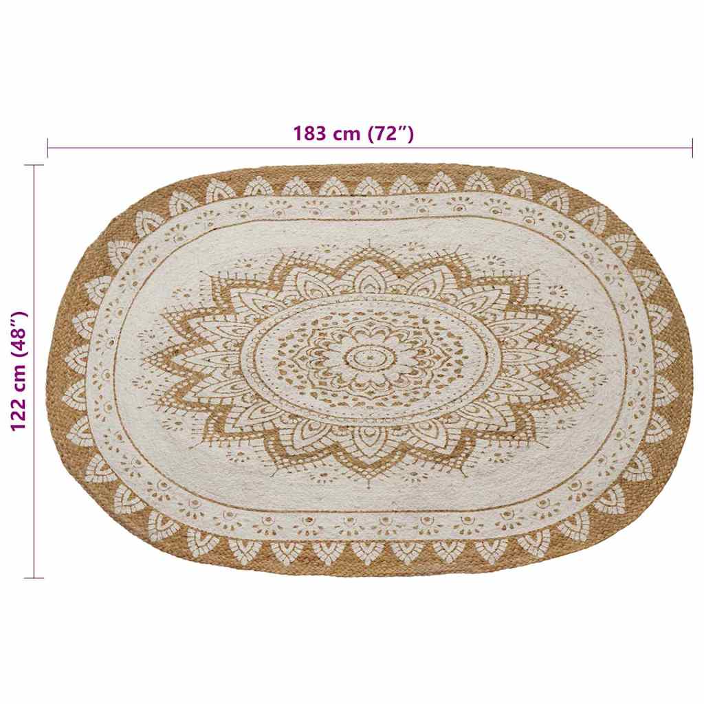 Tappeti per area Naturale con stampa bianca 122 x 183 cm Juta