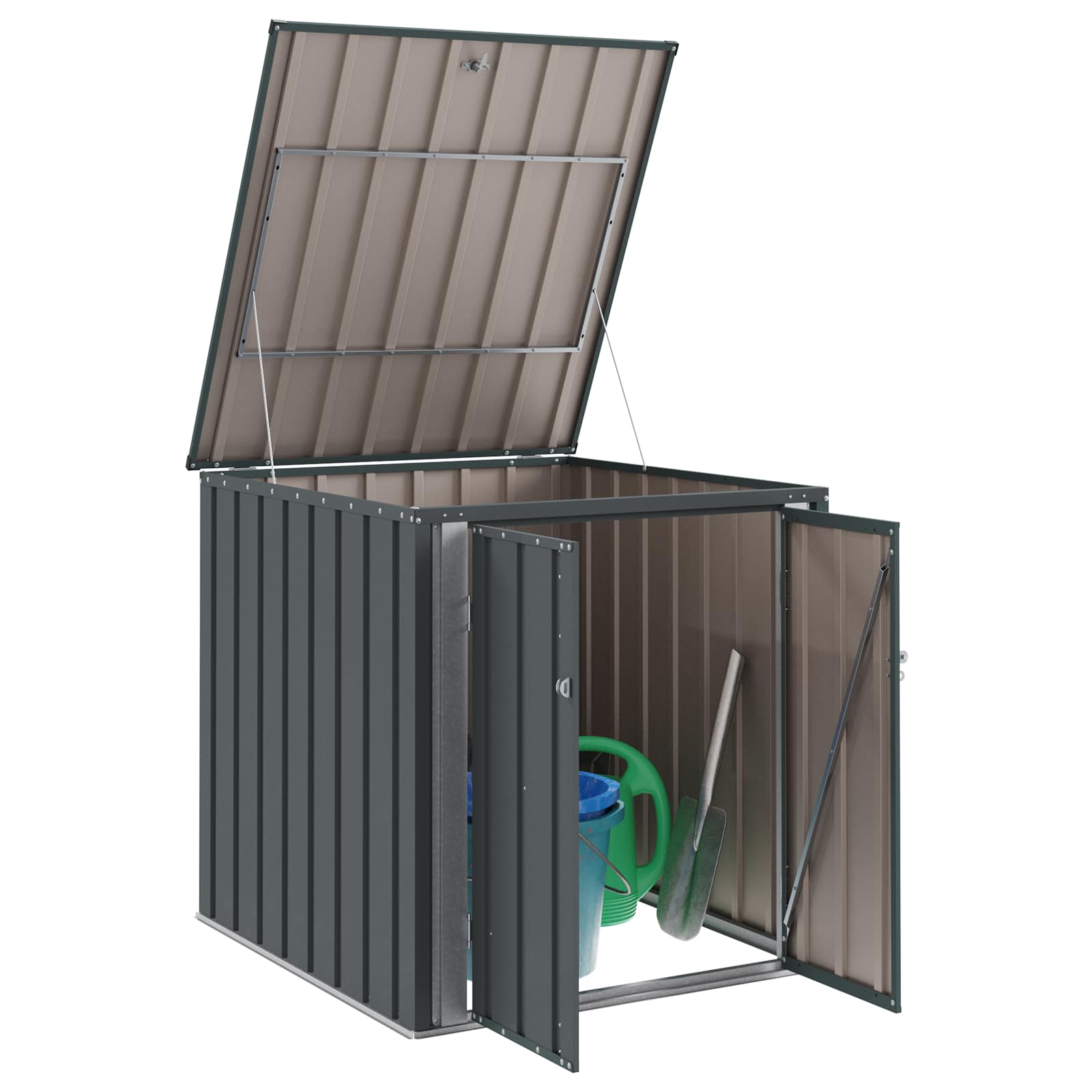Cassa Stoccaggio Giardino Nera in Acciaio 101,5 x 107 cm