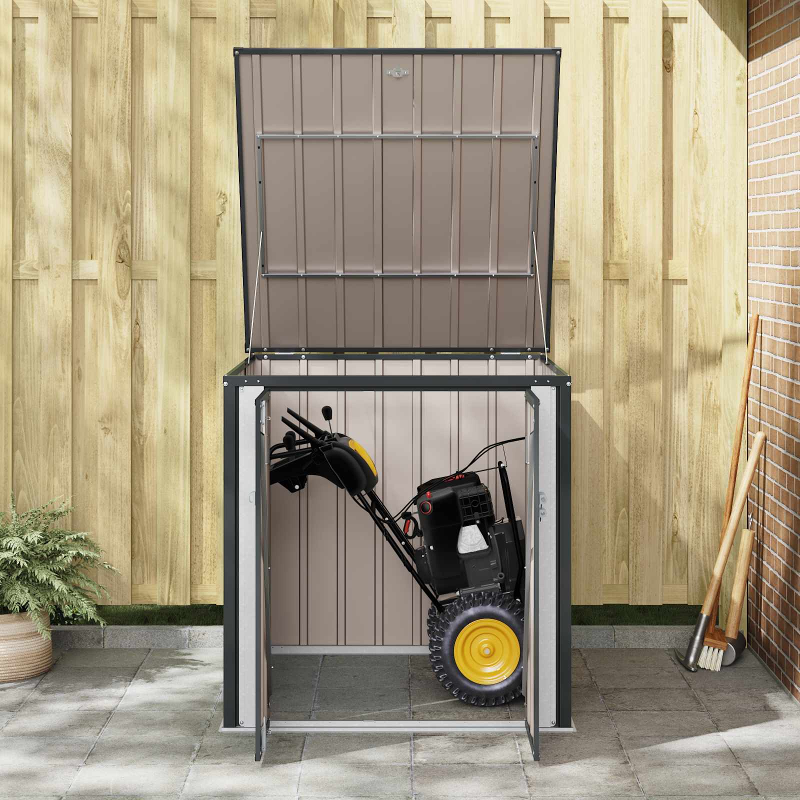 Cassa Stoccaggio Giardino Nera in Acciaio 101,5 x 107 cm