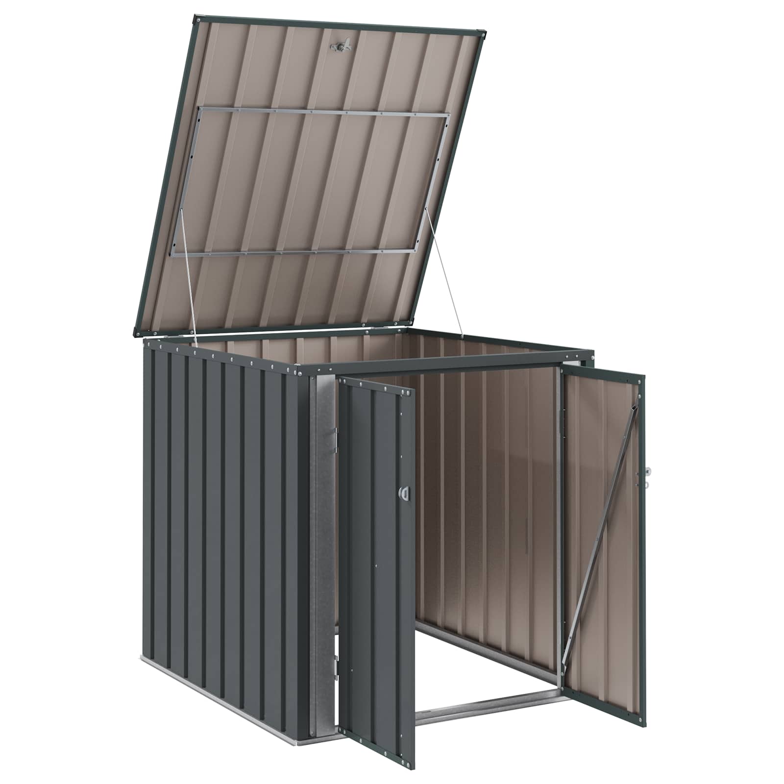Cassa Stoccaggio Giardino Nera in Acciaio 101,5 x 107 cm