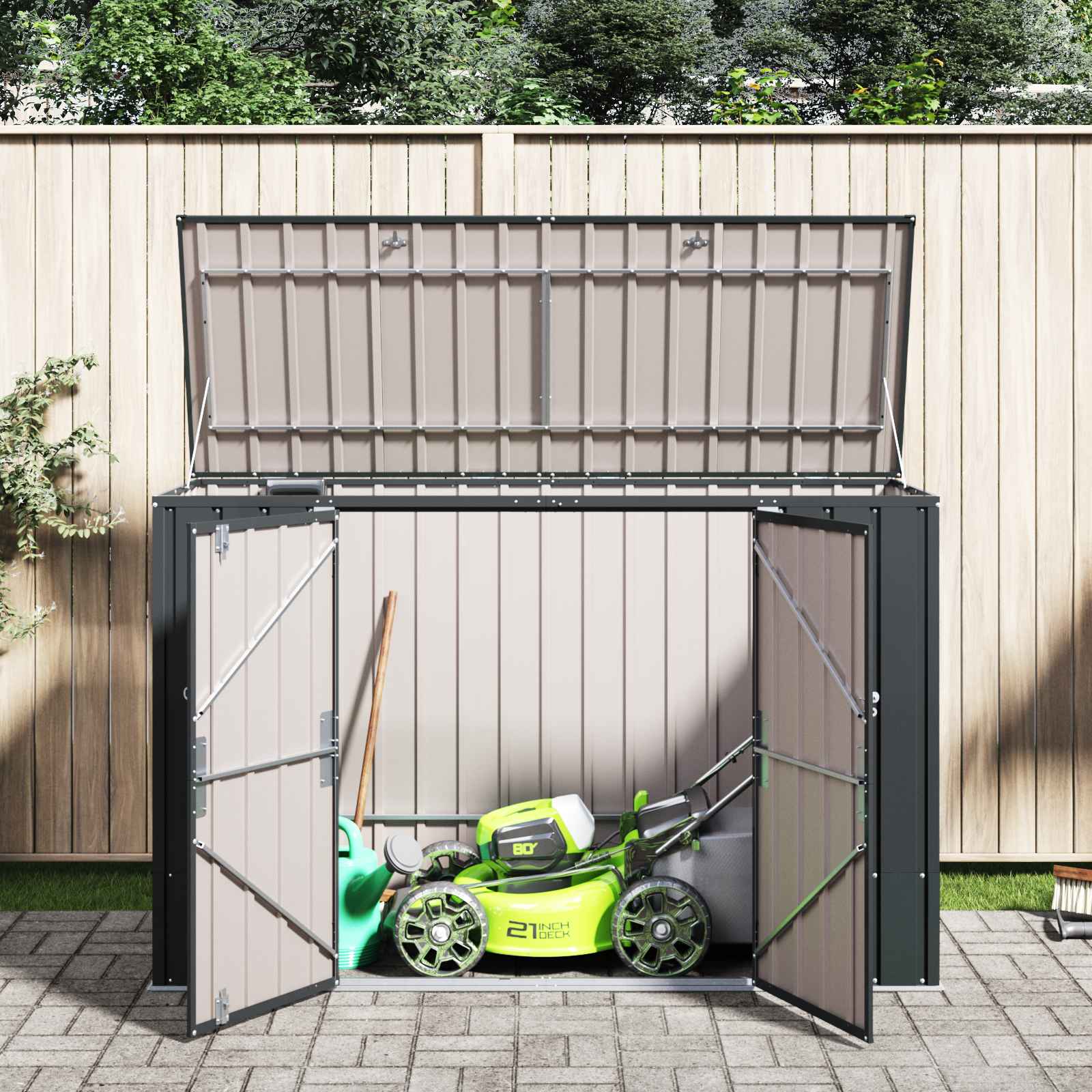 Scatola di Stoccaggio per Giardino Nero 214 x 82 x 132 cm