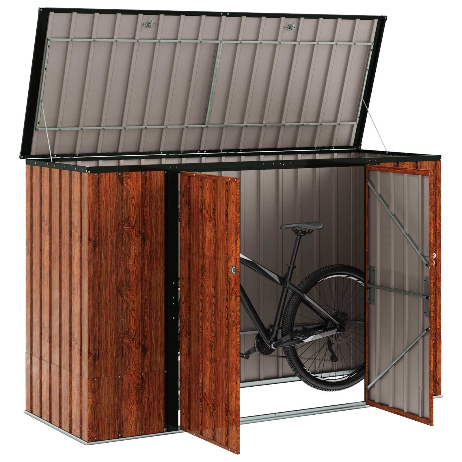 Cassa Stoccaggio Giardino Acciaio Marrone 214 x 82 x 132 cm
