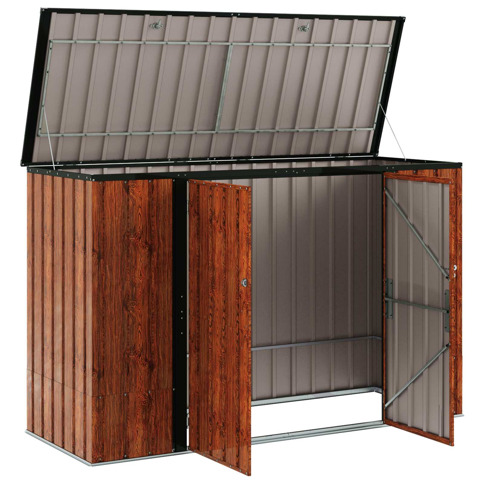 Cassa Stoccaggio Giardino Acciaio Marrone 214 x 82 x 132 cm