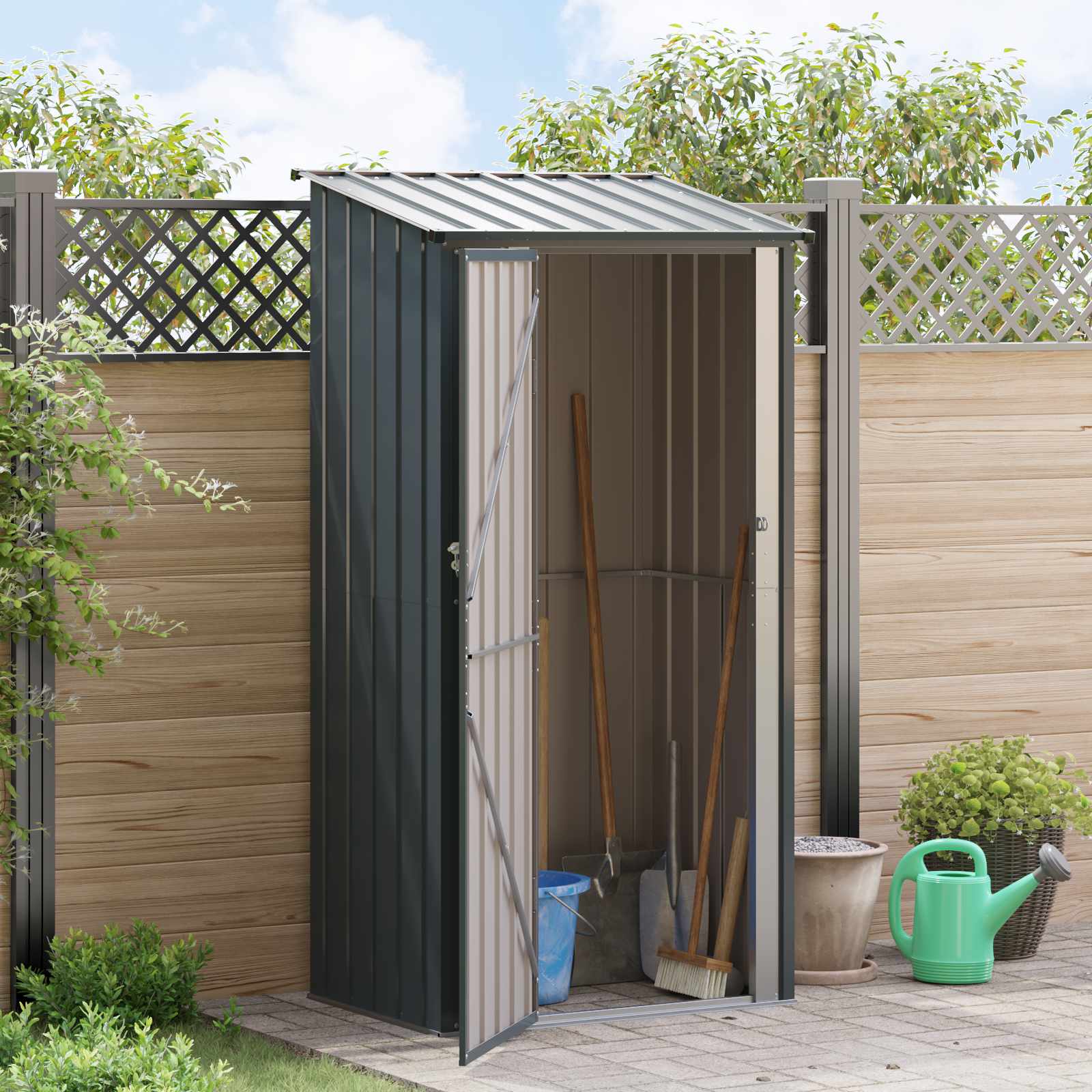 Casette da giardino Antracite 103 x 74 x 200 cm Metallo