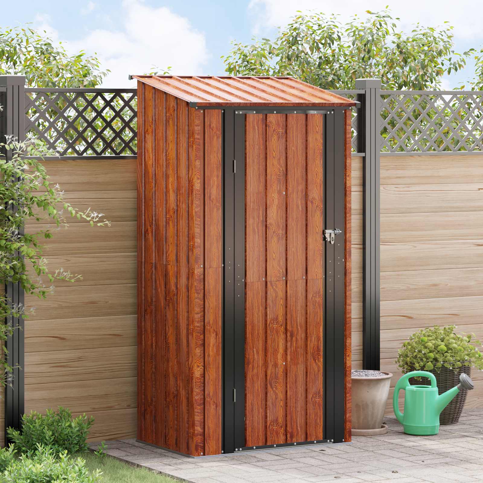 Casette da giardino Marrone 103 x 74 x 200 cm Metallo