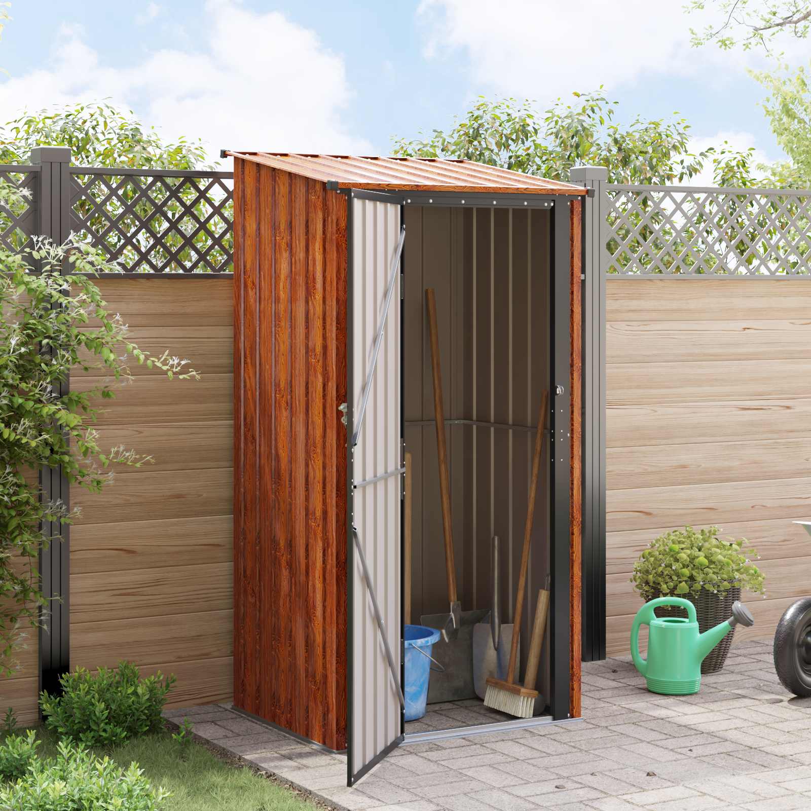 Casette da giardino Marrone 103 x 86 x 200 cm Metallo