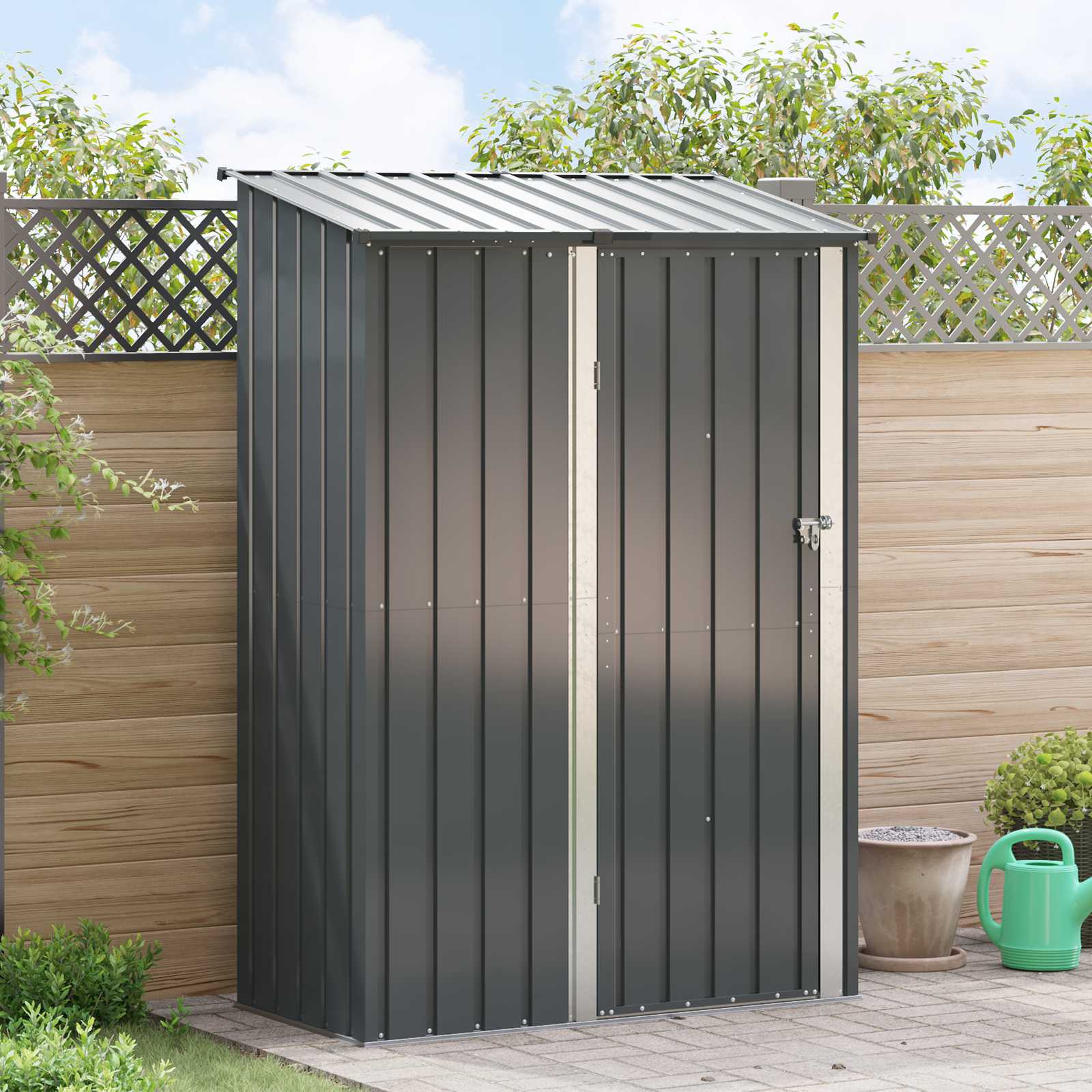 Casette da giardino Antracite 140,5 x 74 x 200 cm Metallo
