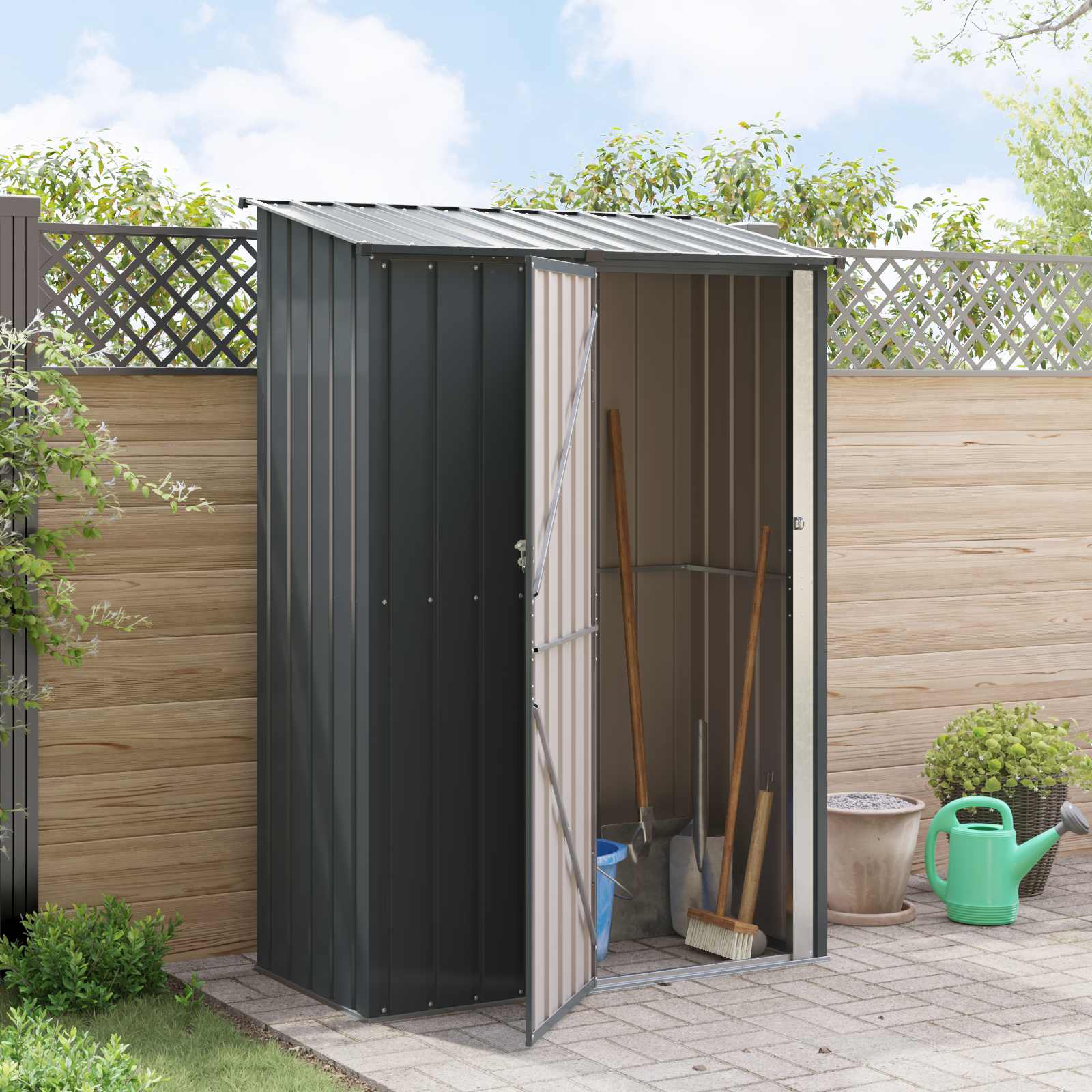 Casette da giardino Antracite 140,5 x 74 x 200 cm Metallo