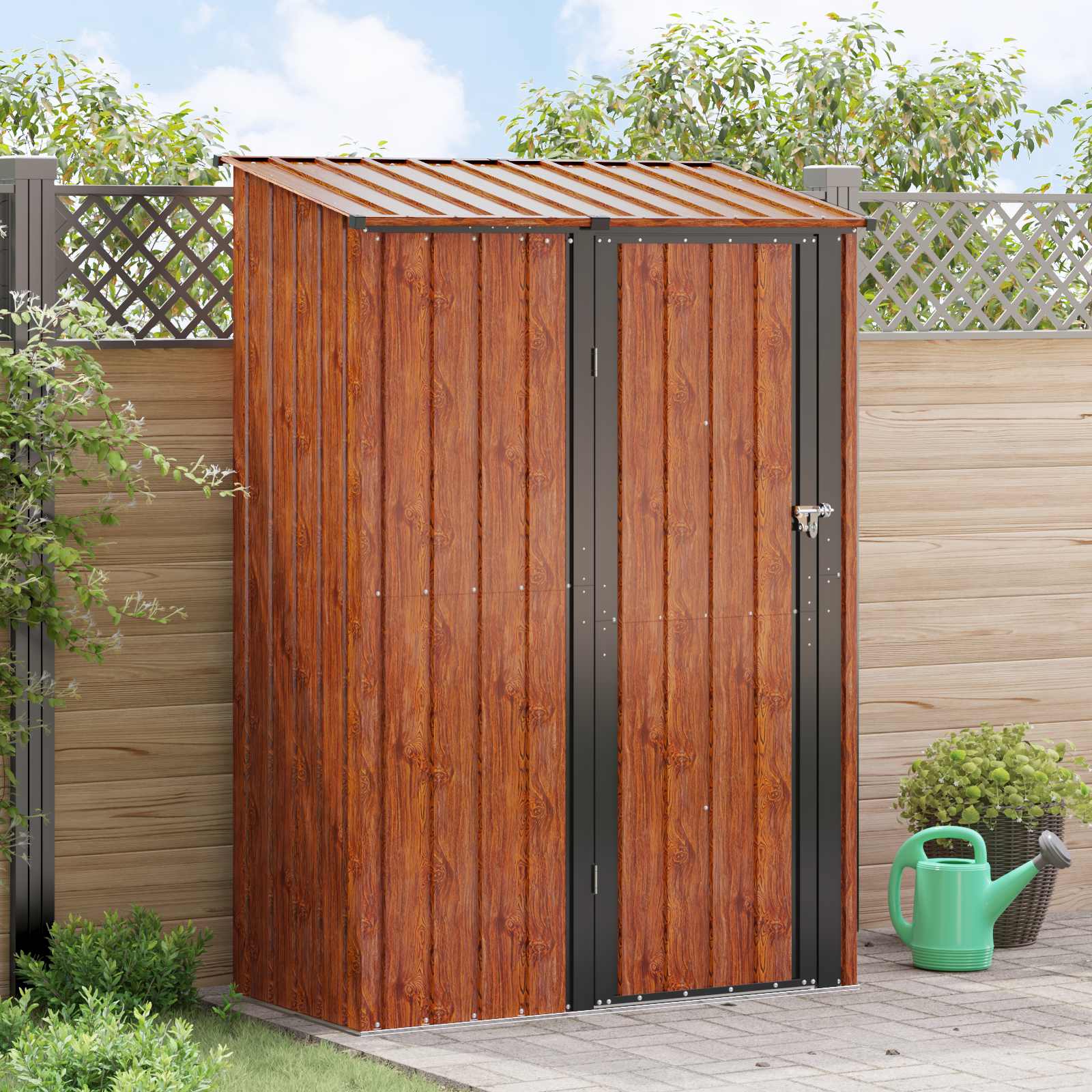 Casette da giardino Marrone 140,5 x 74 x 200 cm Metallo