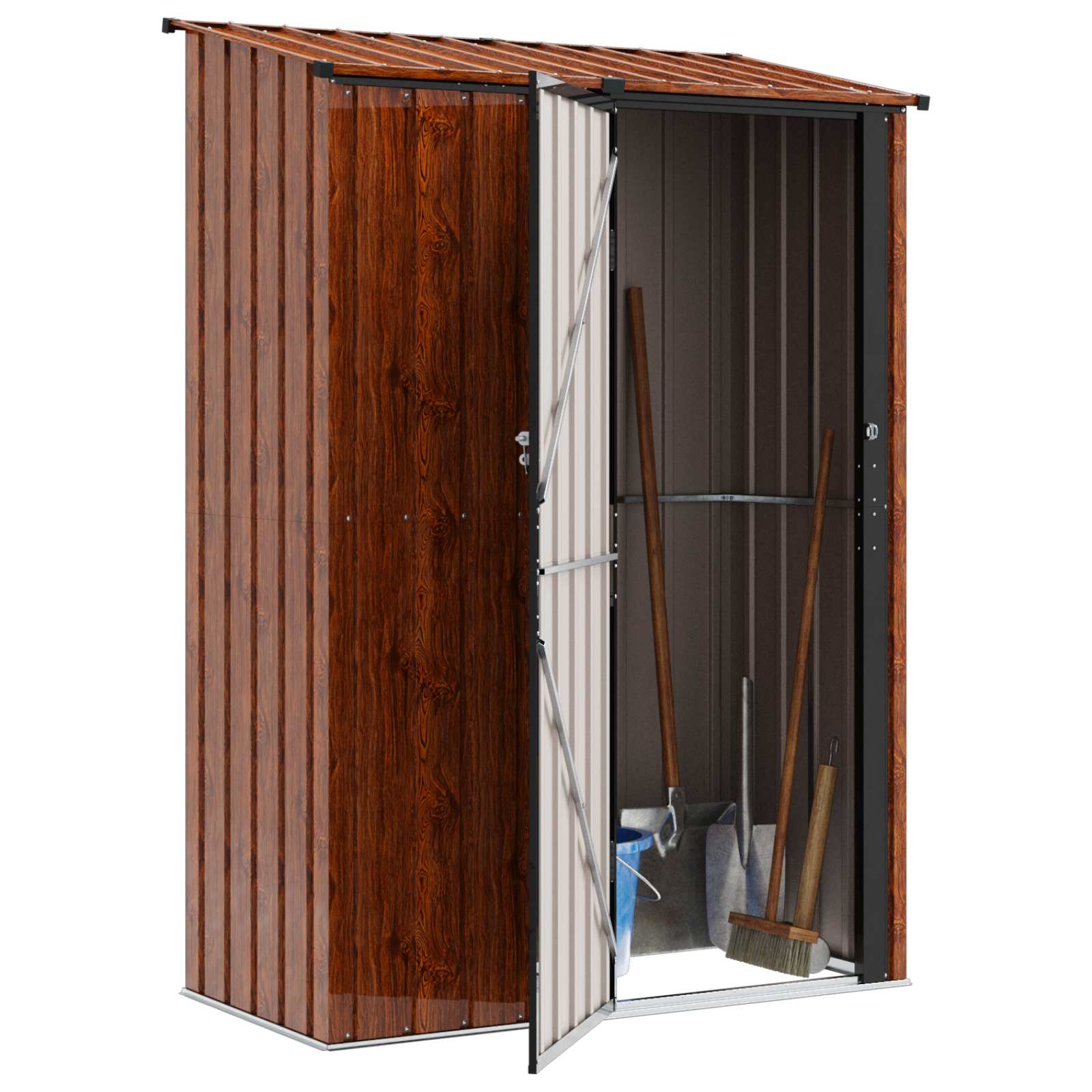 Casette da giardino Marrone 140,5 x 74 x 200 cm Metallo