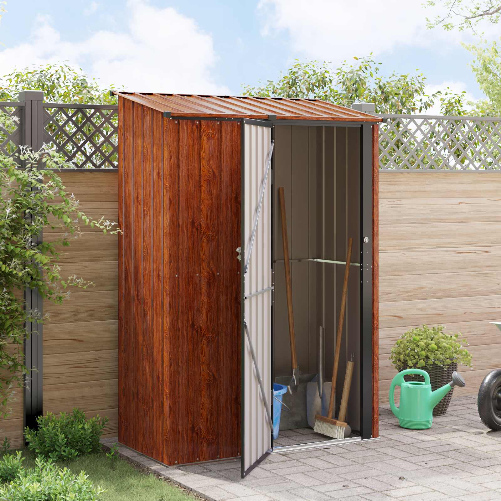 Casette da giardino Marrone 140,5 x 74 x 200 cm Metallo
