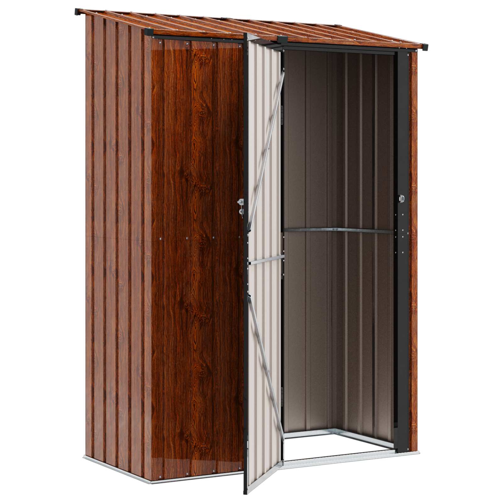 Casette da giardino Marrone 140,5 x 74 x 200 cm Metallo