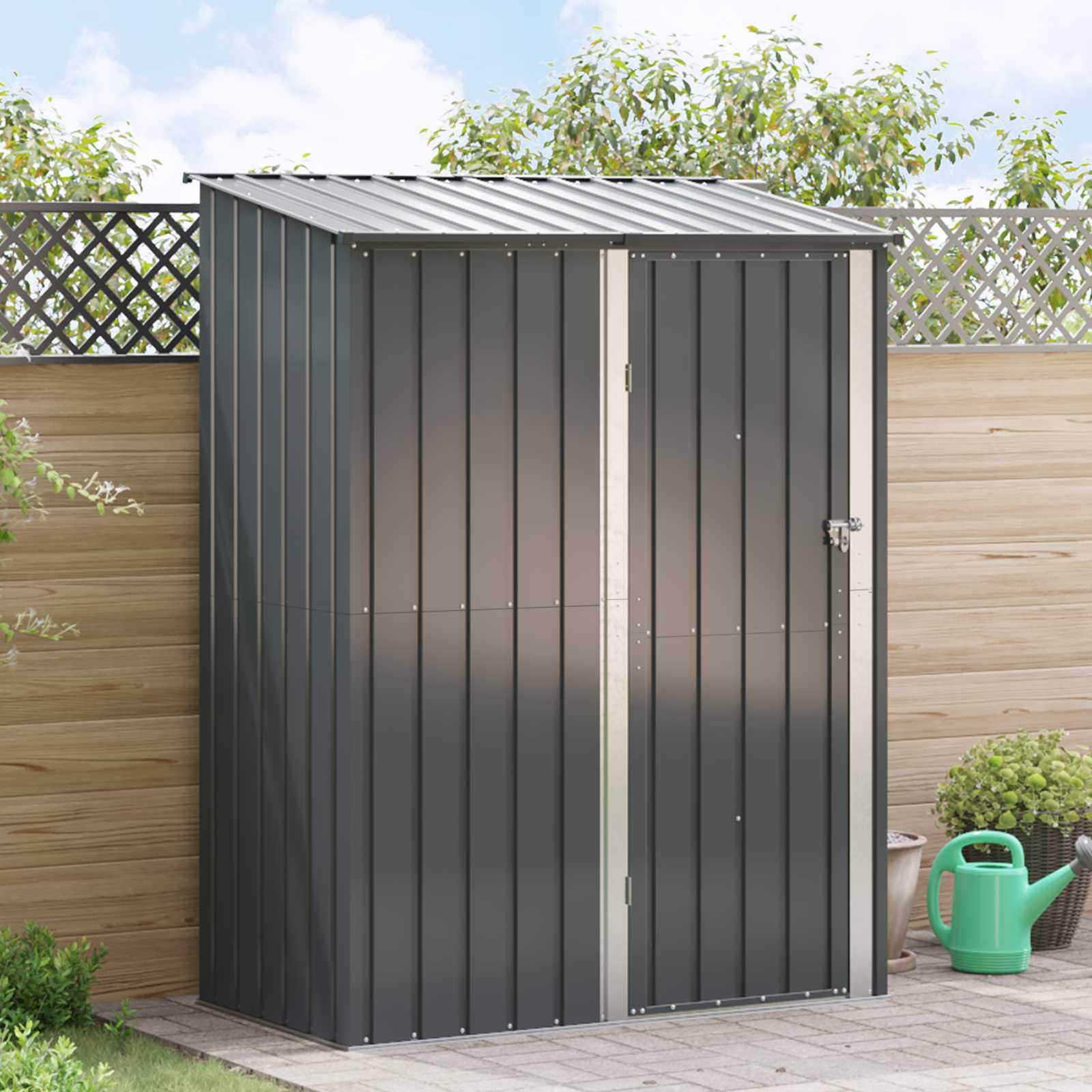 Casetta da giardino antracite 153,5 x 86 x 200 cm in metallo
