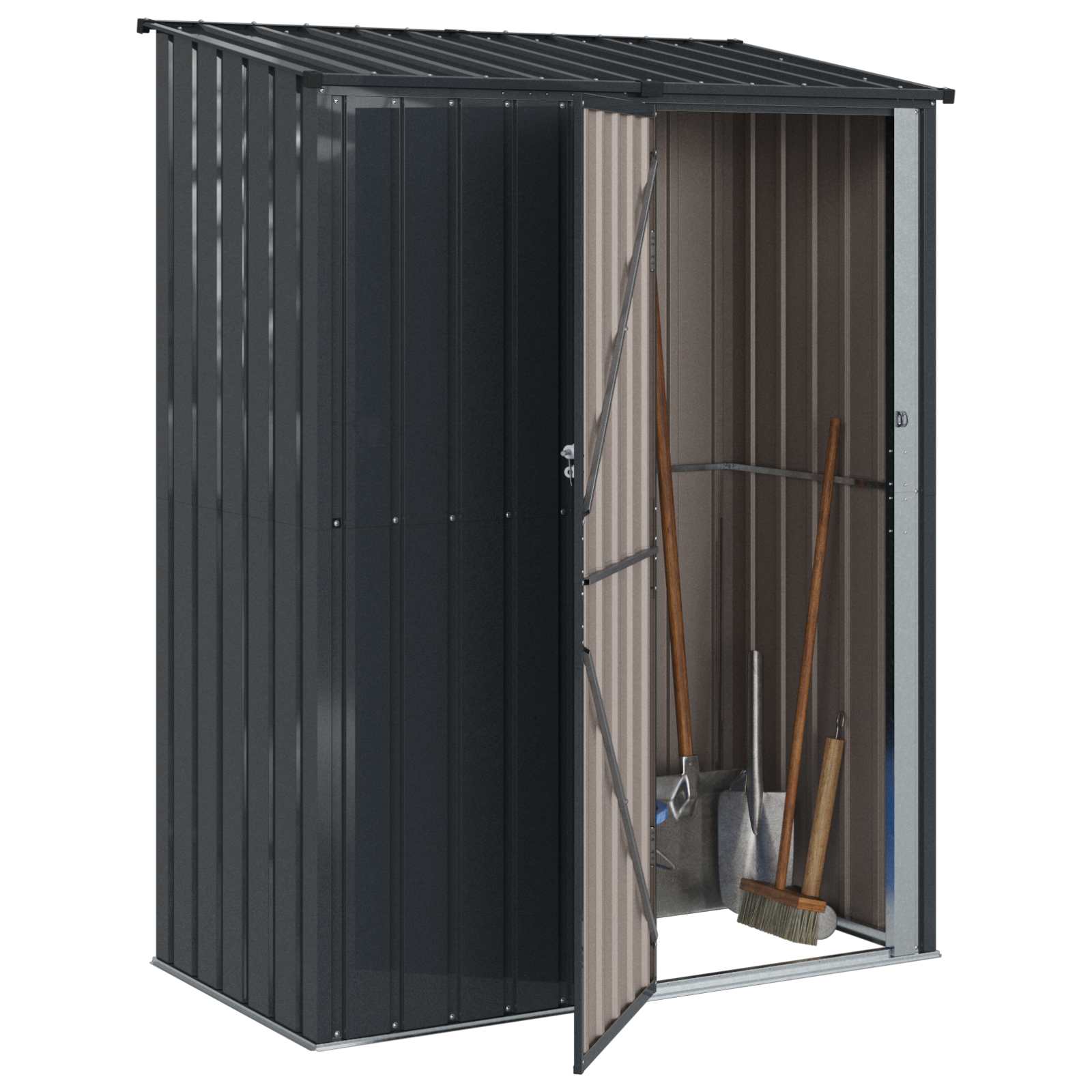 Casetta da giardino antracite 153,5 x 86 x 200 cm in metallo