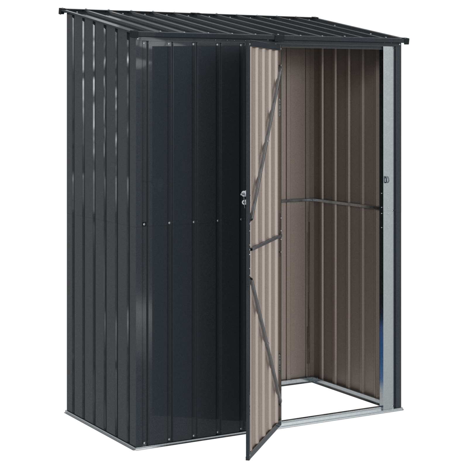 Casetta da giardino antracite 153,5 x 86 x 200 cm in metallo