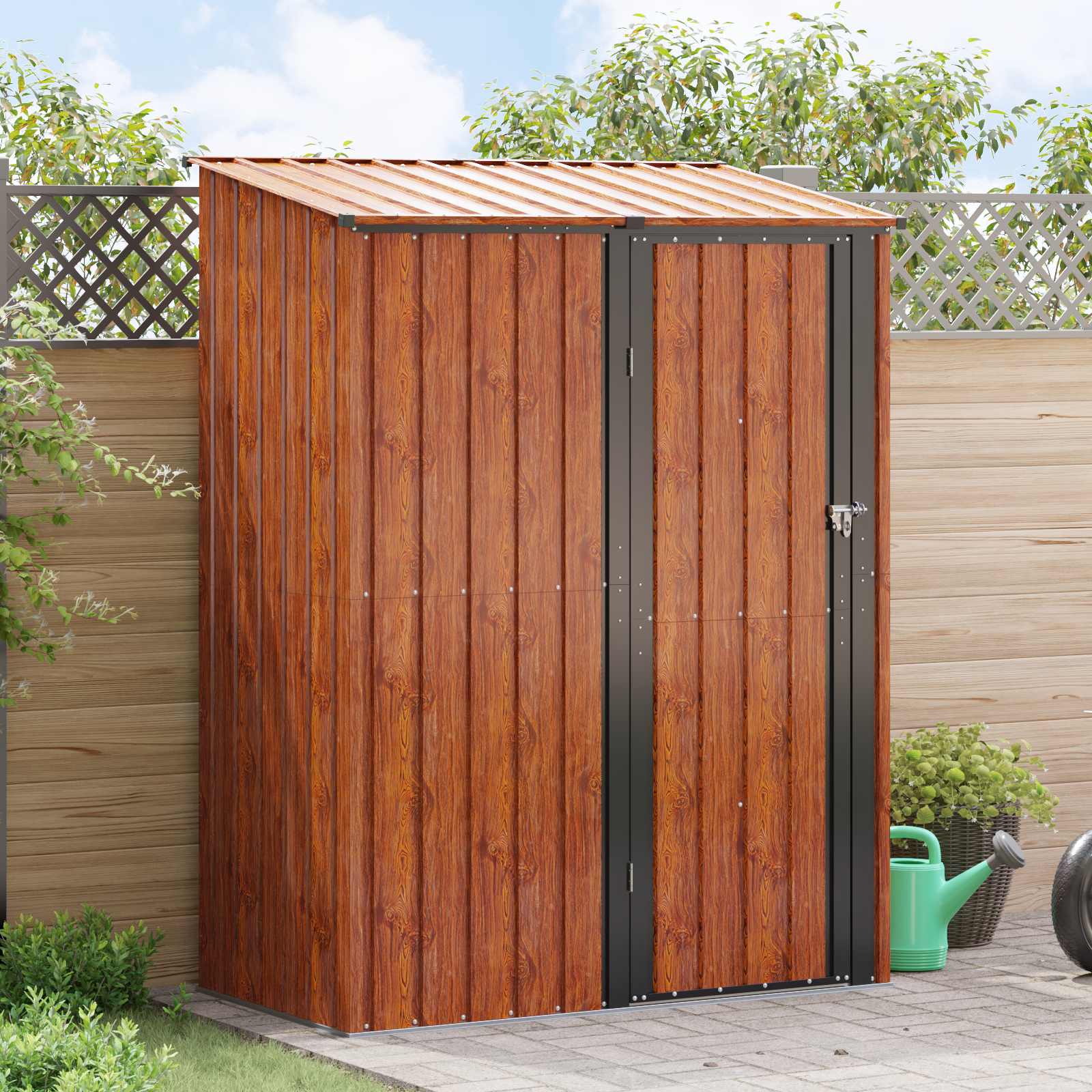 Casette da giardino Marrone 153,5 x 86 x 200 cm Metallo