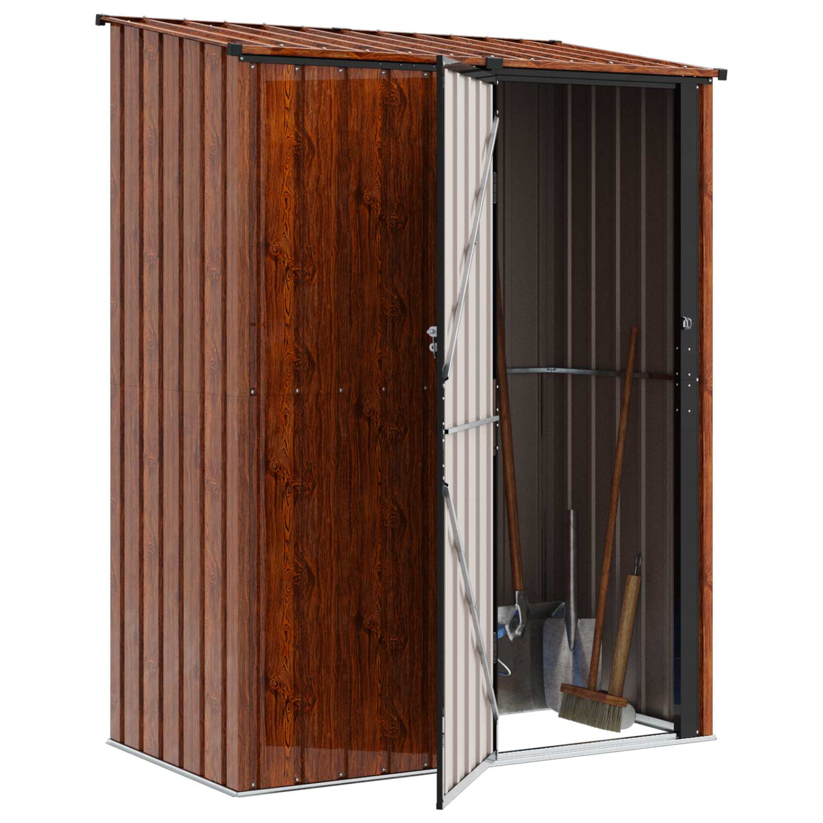 Casette da giardino Marrone 153,5 x 86 x 200 cm Metallo
