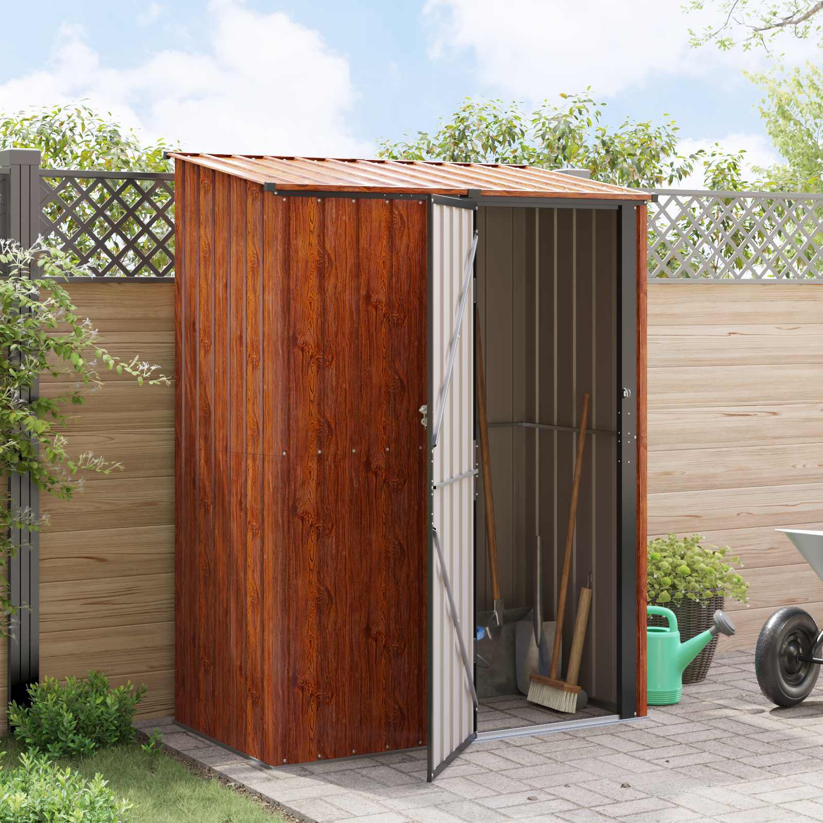 Casette da giardino Marrone 153,5 x 86 x 200 cm Metallo