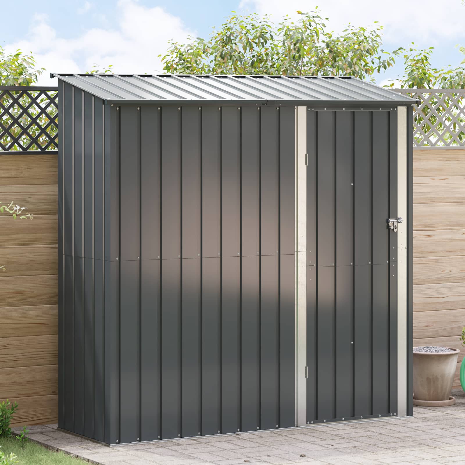 Casette da giardino Antracite 203,5 x 73 x 200 cm Metallo