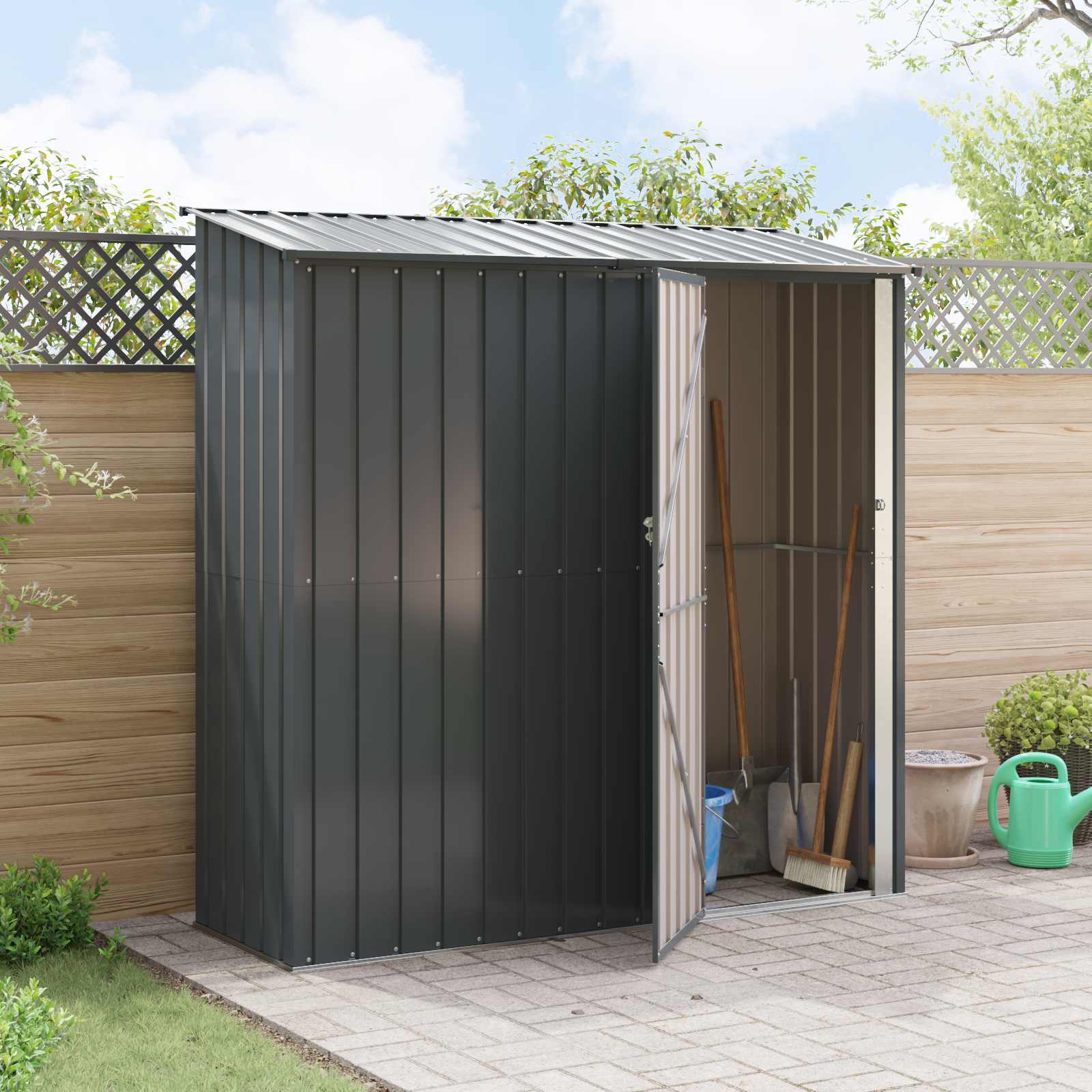 Casette da giardino Antracite 203,5 x 73 x 200 cm Metallo