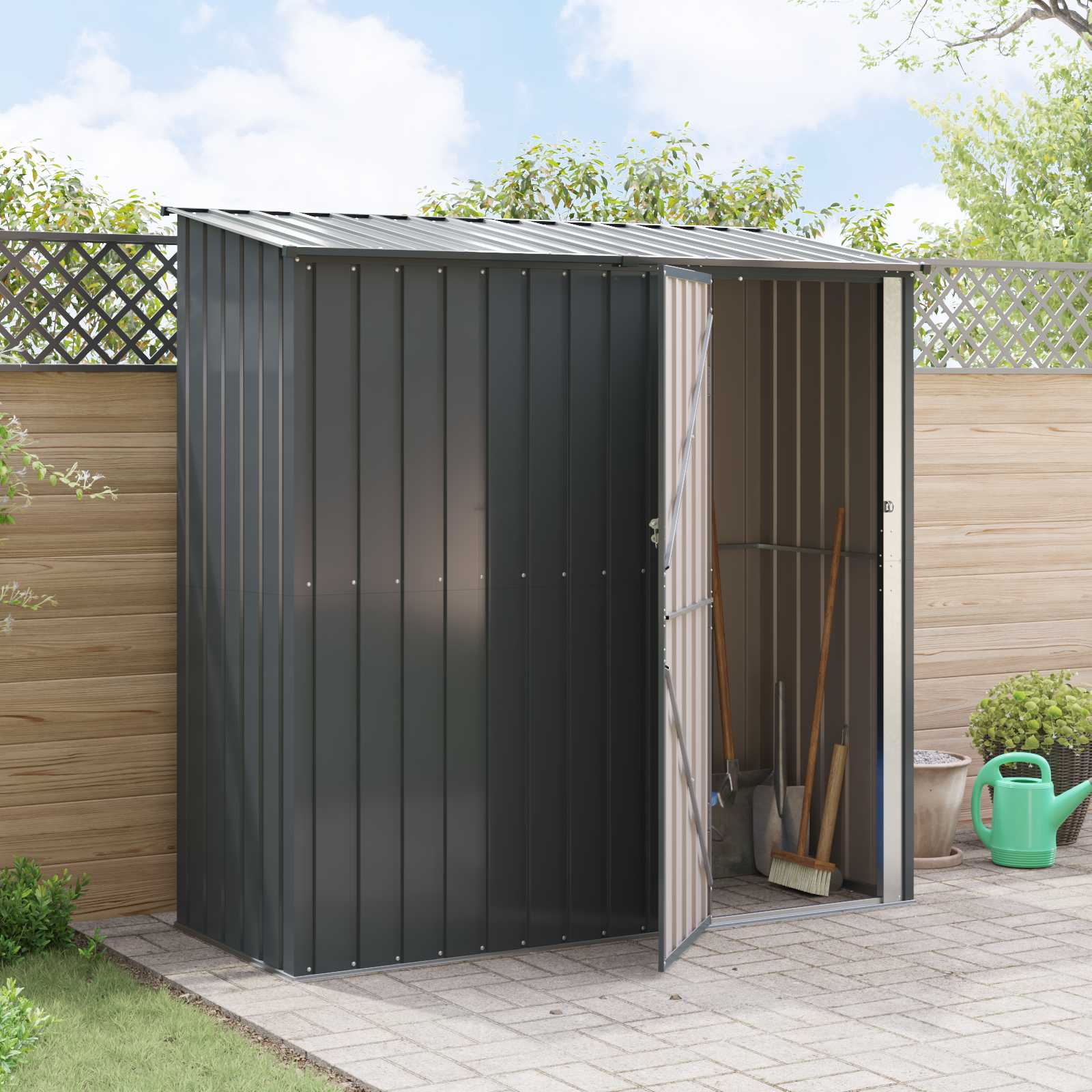 Casette da giardino Antracite 203 x 85,5 x 200 cm Metallo