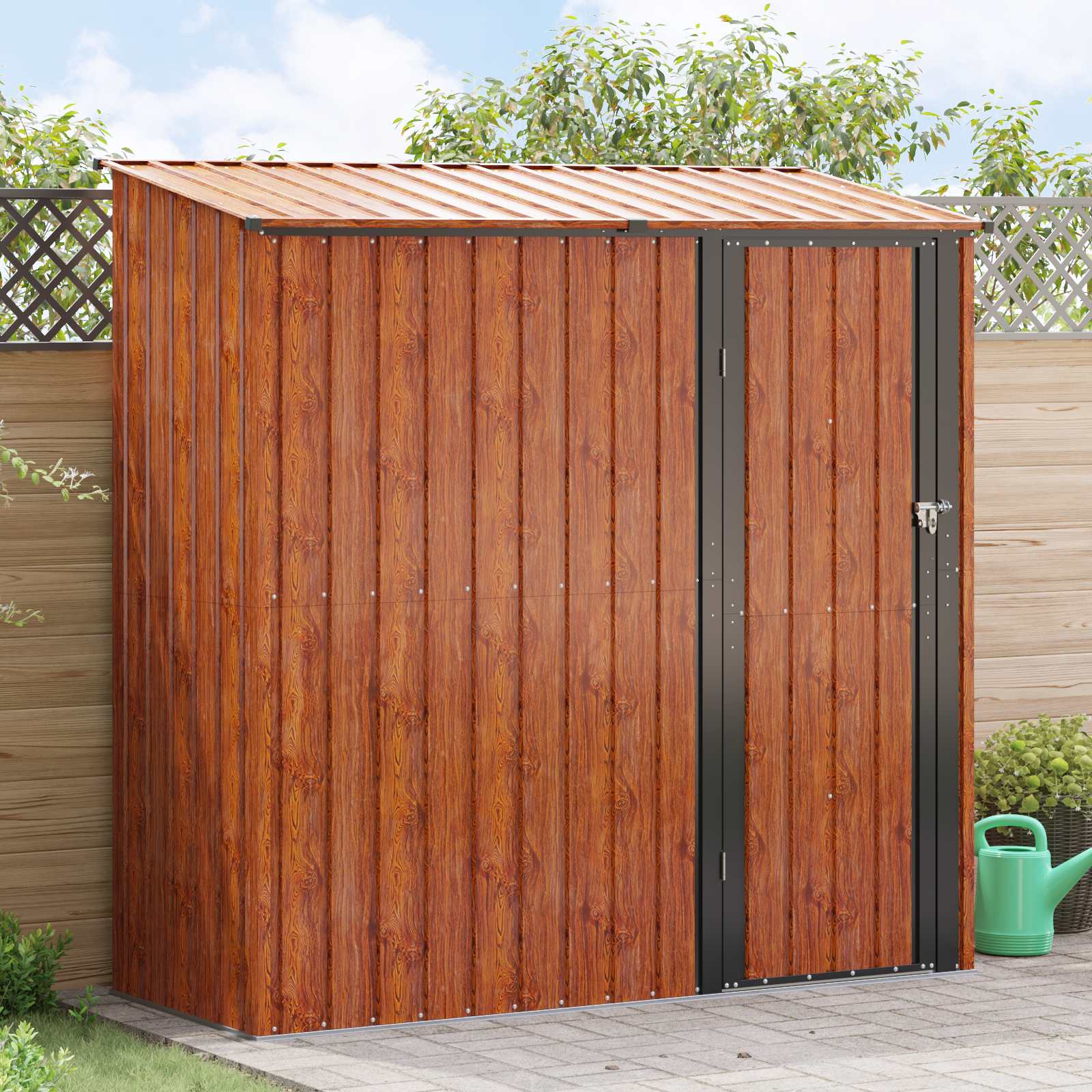 Casette da giardino Marrone 203 x 85,5 x 200 cm Metallo
