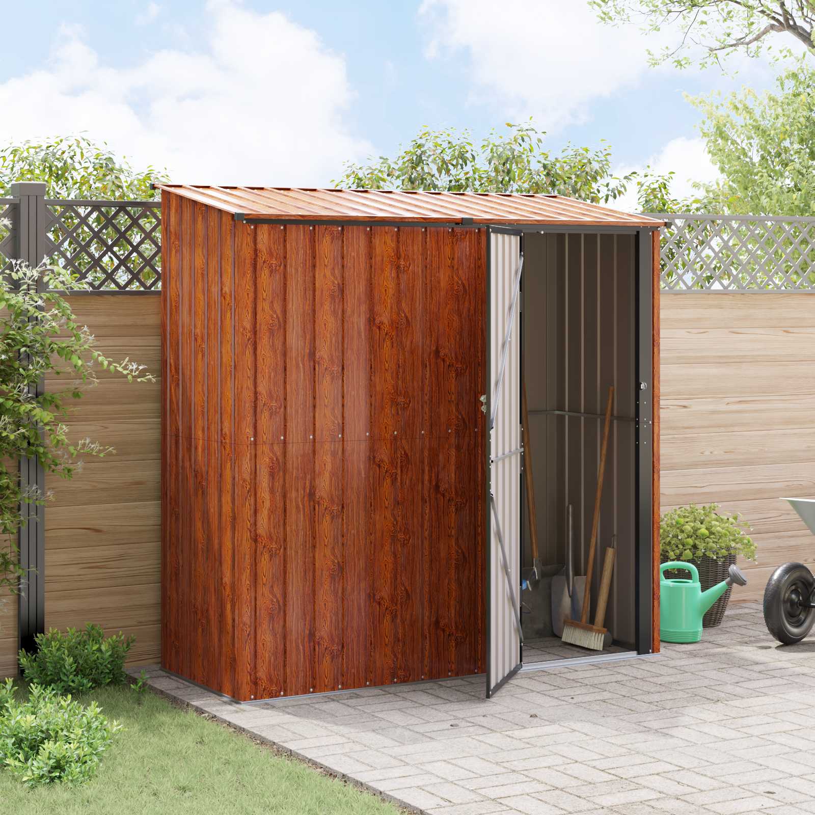 Casette da giardino Marrone 203 x 85,5 x 200 cm Metallo