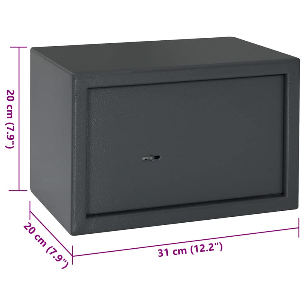 Cassaforte con blocco Grigio scuro 31 x 20 x 20 cm Acciaio