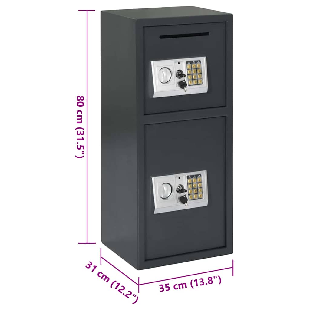 Cassetta di sicurezza digitale Grigio scuro 35 x 31 x 80 cm